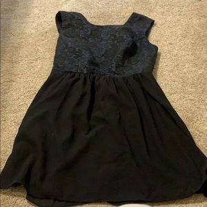 Fancy lace short dress (Navy/Black)
